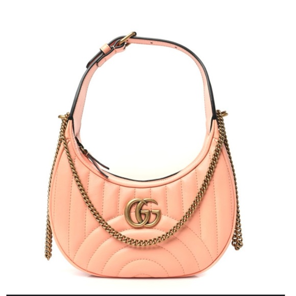 Gucci Handbags - Gucci Marmont half moon hobo peachy pink Quilted Shoulder crossbody Bag